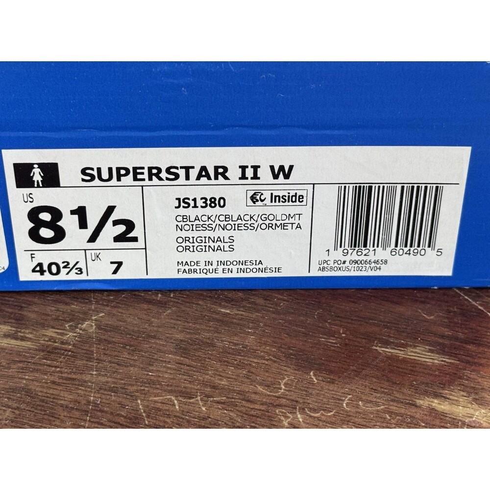 Women’s Size 8.5 Adidas Superstar II Black Pink Gold JS1380 Shell Toe New In Box - Picture 10 of 10